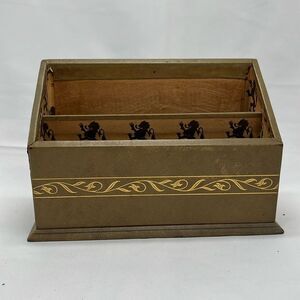 Vintage Wooden Olive Green Letter Holder with Dragons